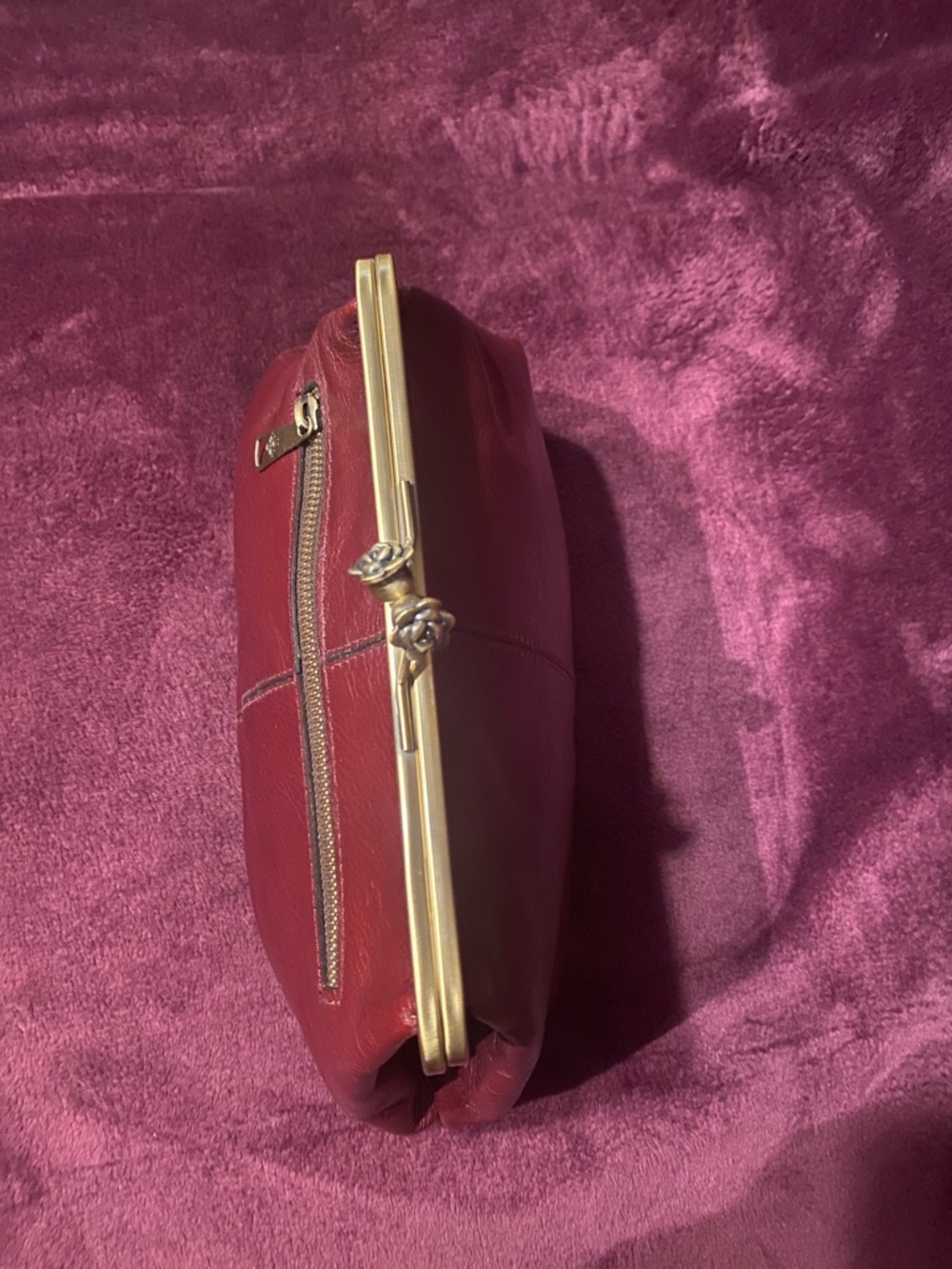 Patricia Nash Burgundy Sofia Leather Kiss-Lock Frame Clutch - Picture 5 of 7
